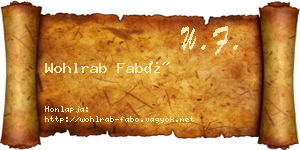 Wohlrab Fabó névjegykártya